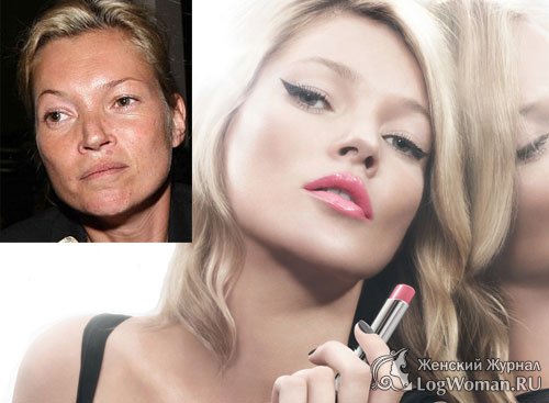 Знаменитости без макияжа - Kate Moss Знаменитости без макияжа - Kate Moss