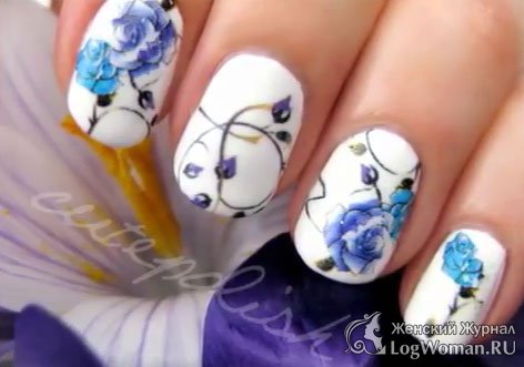 Цветы на ногтях Цветы на ногтях