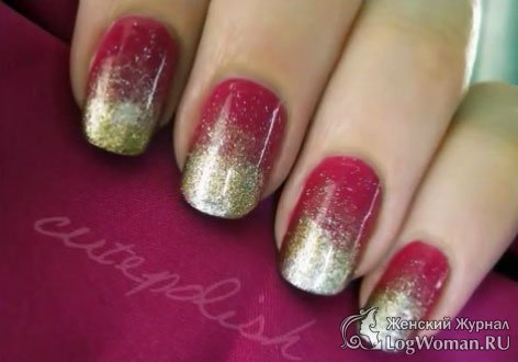 Гламурный блеск на ногтях