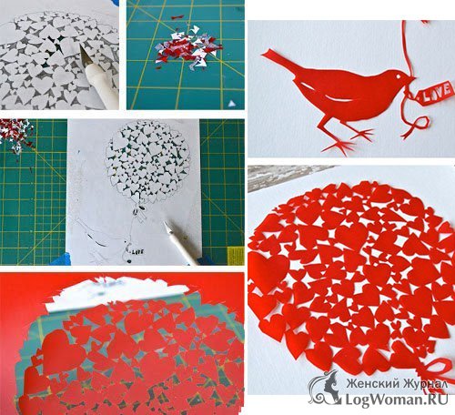 Валентинка Птица с шариком Валентинка Птица с шариком