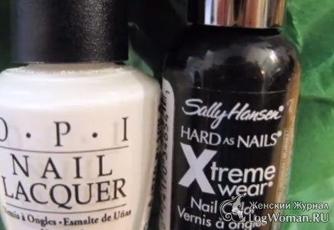 Черный и белый лак для ногтей Черный и белый лак для ногтей