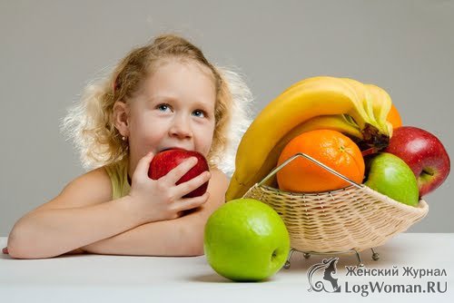 Девочка ест-фрукты Девочка ест-фрукты