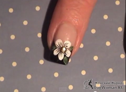 Черный французский маникюр с цветами Черный французский маникюр с цветами