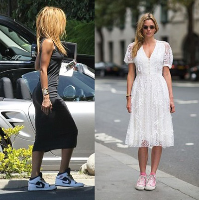 Кроссовки с юбками или платьями в пол